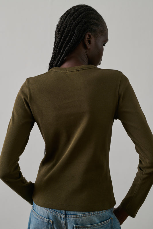 Tee-Shirt Flavie - Kaki Foncé - Coton - Femme