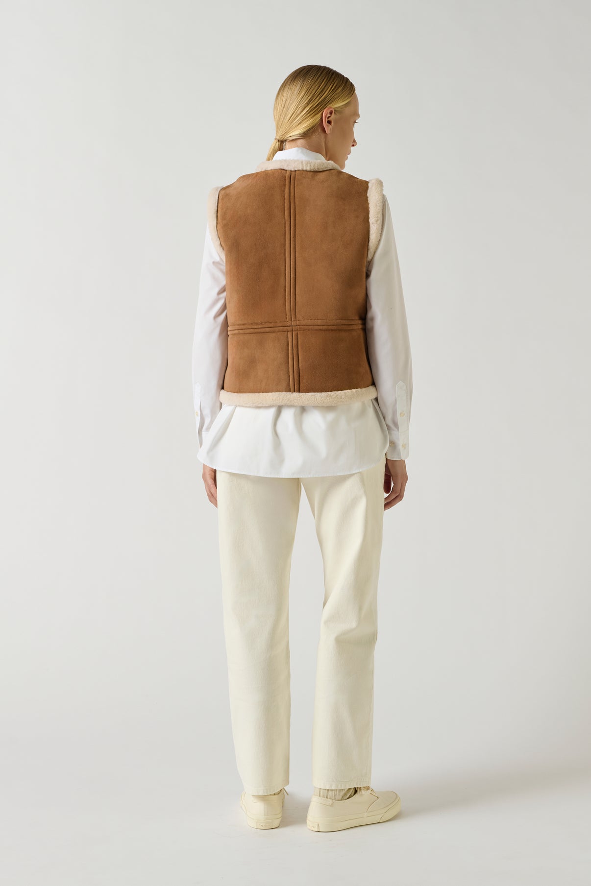 Gilet Sans Manches Pyrenees - Miel - Cuir - Femme vue 3